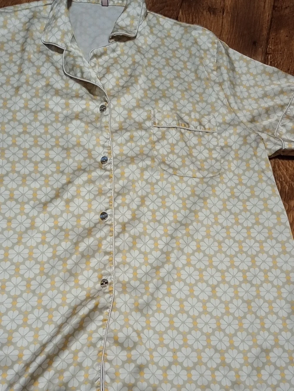 Lane Bryant (VS) Victoria's Secret Pale Yellow Floral Button-Down Sleep Shirt